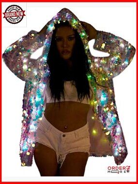 Sequin LED Jacket Vest with 15 Color Light Effects for Parties Performances